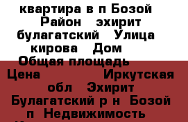 квартира в п.Бозой › Район ­ эхирит-булагатский › Улица ­ кирова › Дом ­ 4 › Общая площадь ­ 28 › Цена ­ 299 000 - Иркутская обл., Эхирит-Булагатский р-н, Бозой п. Недвижимость » Квартиры продажа   . Иркутская обл.